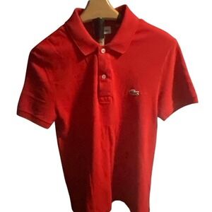 Lacoste Mens Slim Fit Piqué Polo Shirt Red Short Sleeve Cotton PH4012 Size S